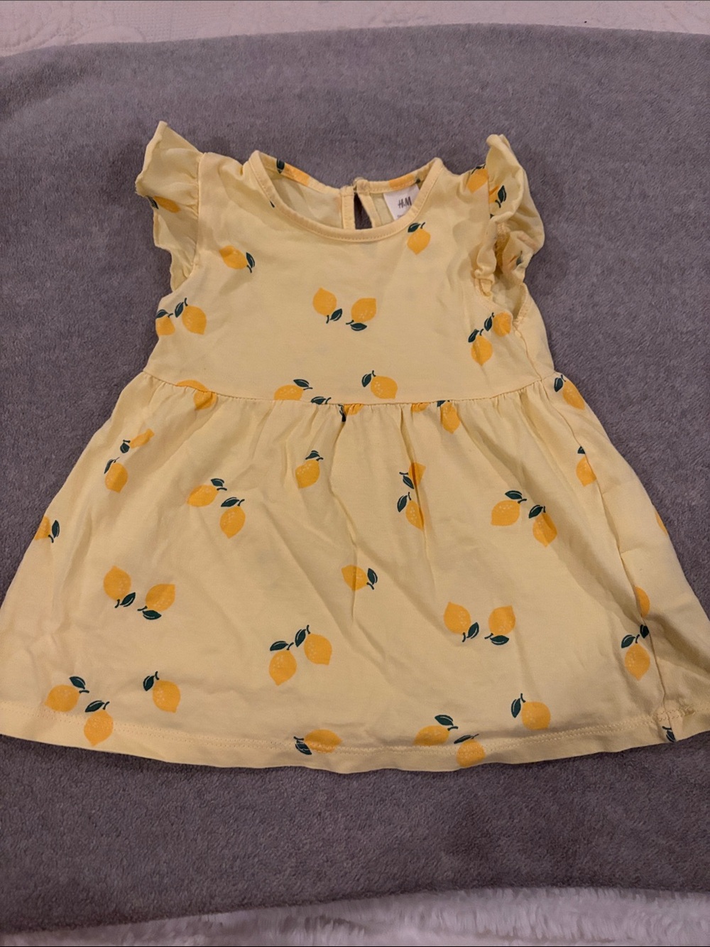 H&M Yellow Lemon-Print Baby Girls Casual Dress - Size 6 Months